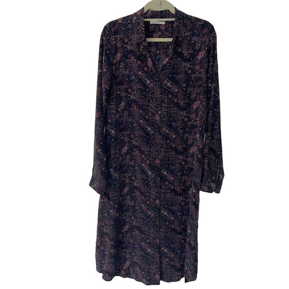 Mes Demoiselles Womens Donovan Shirt Dress Size 8 Black Multicolor Pure Silk - Picture 16 of 16